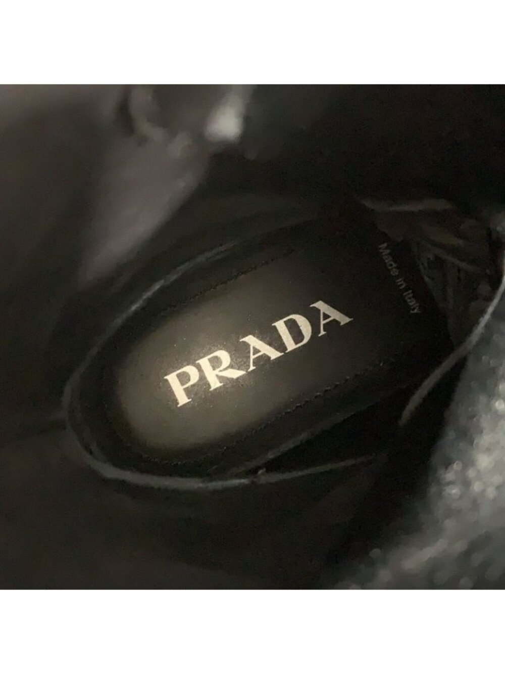 Prada Boots Short Middle Shoes Lace Up Leather Fabric Black - Picture 8 of 11